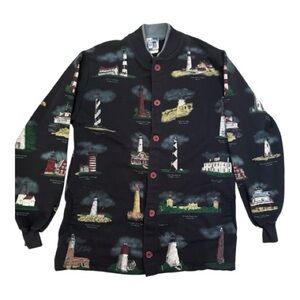 Active Seller! Vintage Art Unlimited Sweatshirt Lighthouse Print Button Up